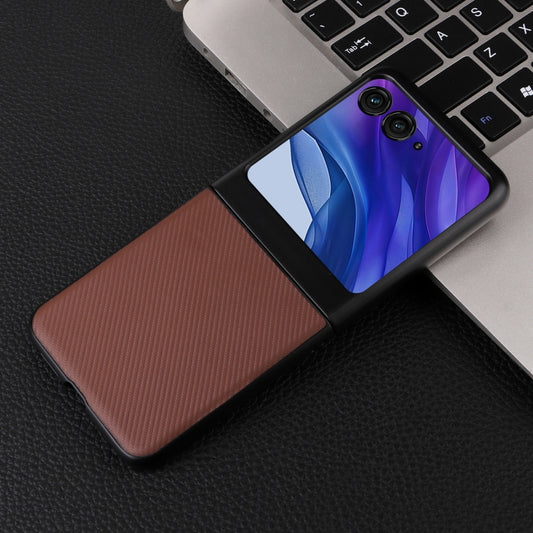 For Motorola Moto Razr 50 PU Leather PC Phone Case(Brown) by buy2fix