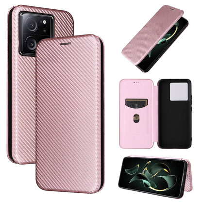 For Xiaomi Redmi K60 Ultra Carbon Fiber Texture Flip Leather Phone Case(Pink) - Xiaomi Cases by buy2fix | Online Shopping UK | buy2fix