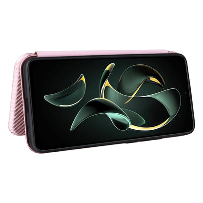 For Xiaomi Redmi K60 Ultra Carbon Fiber Texture Flip Leather Phone Case(Pink) - Xiaomi Cases by buy2fix | Online Shopping UK | buy2fix