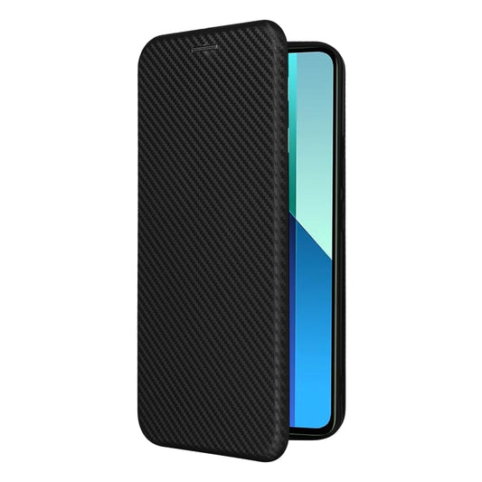For Xiaomi Redmi Note 13 4G Carbon Fiber Texture Flip Leather Phone Case(Black) - Xiaomi Cases by buy2fix | Online Shopping UK | buy2fix