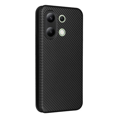 For Xiaomi Redmi Note 13 4G Carbon Fiber Texture Flip Leather Phone Case(Black) - Xiaomi Cases by buy2fix | Online Shopping UK | buy2fix