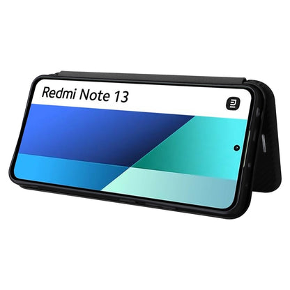 For Xiaomi Redmi Note 13 4G Carbon Fiber Texture Flip Leather Phone Case(Black) - Xiaomi Cases by buy2fix | Online Shopping UK | buy2fix