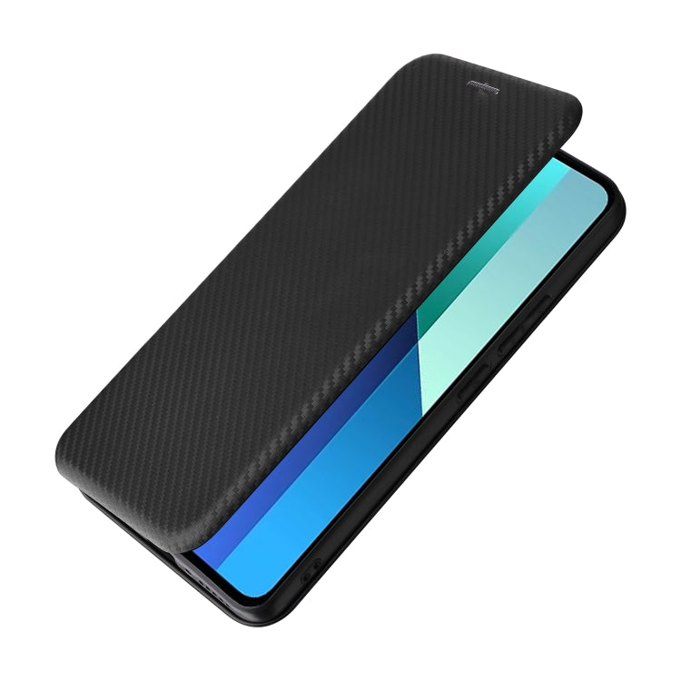For Xiaomi Redmi Note 13 4G Carbon Fiber Texture Flip Leather Phone Case(Black) - Xiaomi Cases by buy2fix | Online Shopping UK | buy2fix