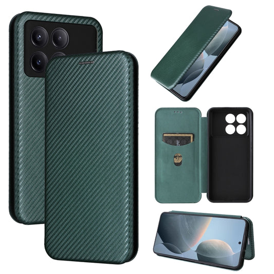 For Xiaomi Redmi K70E 5G Carbon Fiber Texture Flip Leather Phone Case(Green) - Xiaomi Cases by buy2fix | Online Shopping UK | buy2fix