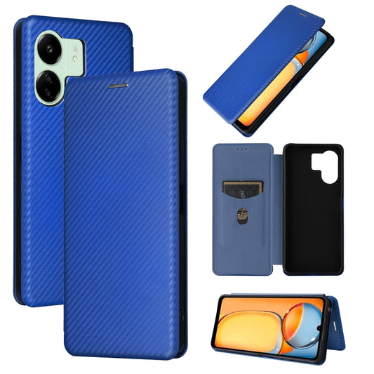 For Xiaomi Redmi 13C 5G / 4G Carbon Fiber Texture Flip Leather Phone Case(Blue) by buy2fix