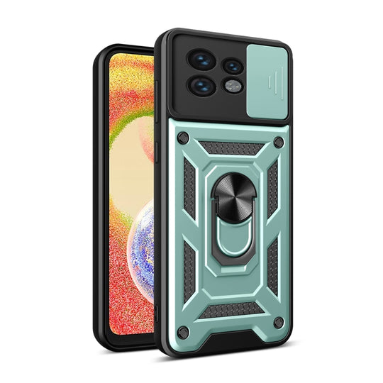 Pour Motorola Edge 40 Pro Couverture de caméra coulissante Design TPU Hybrid PC Phone Case (Vert menthe)