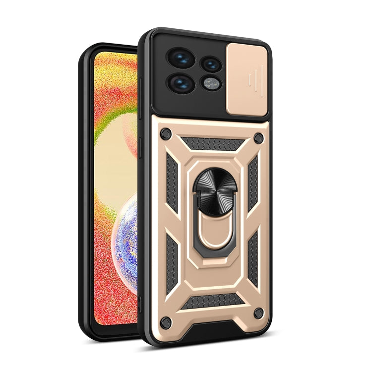For Motorola Edge 40 Pro Sliding Camera Cover Design TPU+PC Phone Case(Gold) - Motorola Cases by buy2fix | Online Shopping UK | buy2fix