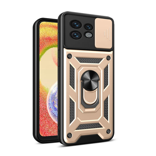 For Motorola Edge 40 Pro Sliding Camera Cover Design TPU+PC Phone Case(Gold) - Motorola Cases by buy2fix | Online Shopping UK | buy2fix
