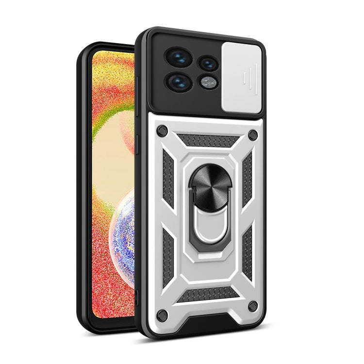 For Motorola Edge 40 Pro Sliding Camera Cover Design TPU+PC Phone Case(Silver) - Motorola Cases by buy2fix | Online Shopping UK | buy2fix