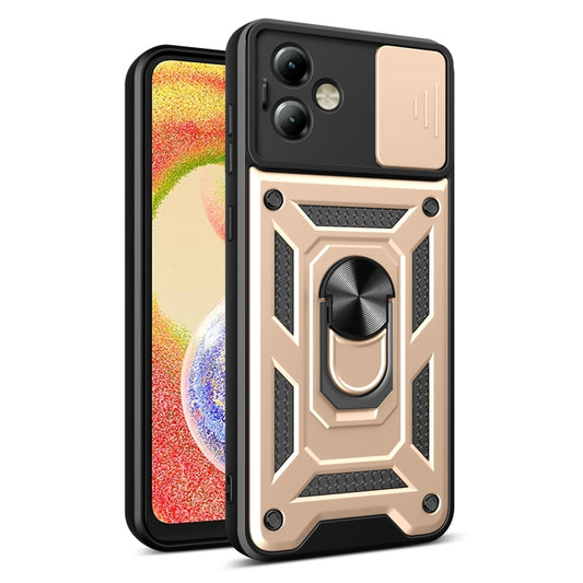 For Motorola Moto G14 Sliding Camera Cover Design TPU+PC Phone Case(Gold) by buy2fix