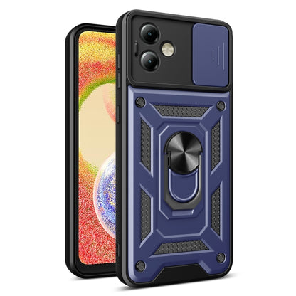 For Motorola Moto G14 Sliding Camera Cover Design TPU+PC Phone Case(Blue) by buy2fix