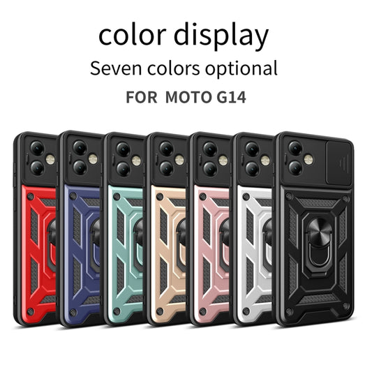 For Motorola Moto G14 Sliding Camera Cover Design TPU+PC Phone Case(Blue) - Motorola Cases by buy2fix | Online Shopping UK | buy2fix