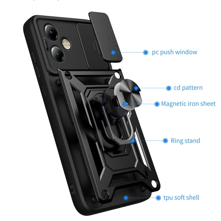 For Motorola Moto G14 Sliding Camera Cover Design TPU+PC Phone Case(Blue) by buy2fix
