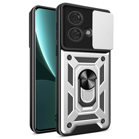 For Motorola Edge 40 Neo 5G Sliding Camera Cover Design TPU+PC Phone Case(Silver) by buy2fix