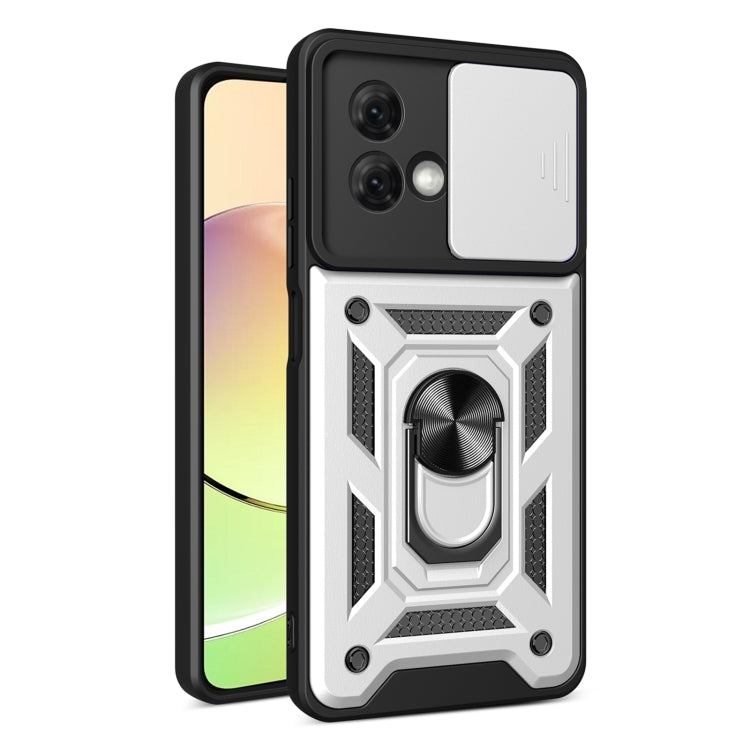 For Motorola Moto G84 Sliding Camera Cover Design TPU+PC Phone Case(Silver) by buy2fix