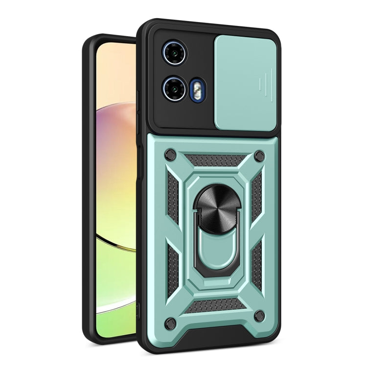 For Motorola Moto G04 / G24 Sliding Camera Cover Design TPU+PC Phone Case(Mint Green) by buy2fix