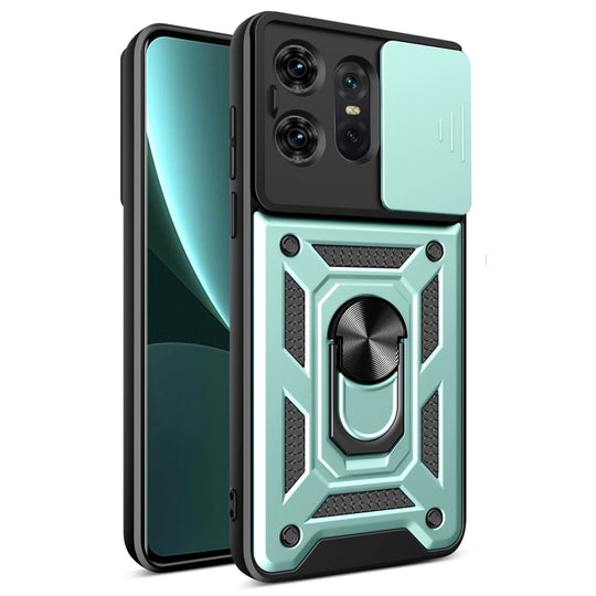 For Motorola Edge 50 Pro Global Sliding Camera Cover Design TPU+PC Phone Case(Mint Green)