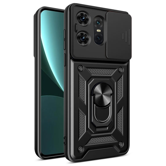 For Motorola Edge 50 Pro Global Sliding Camera Cover Design TPU+PC Phone Case(Black)