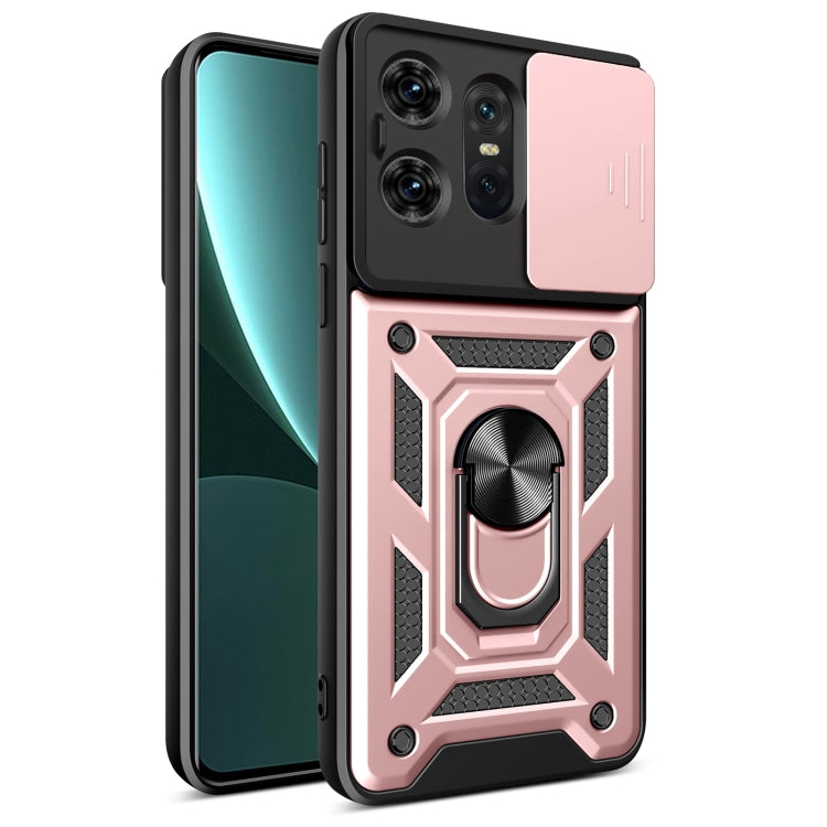 For Motorola Edge 50 Pro Global Sliding Camera Cover Design TPU+PC Phone Case(Rose Gold) by buy2fix