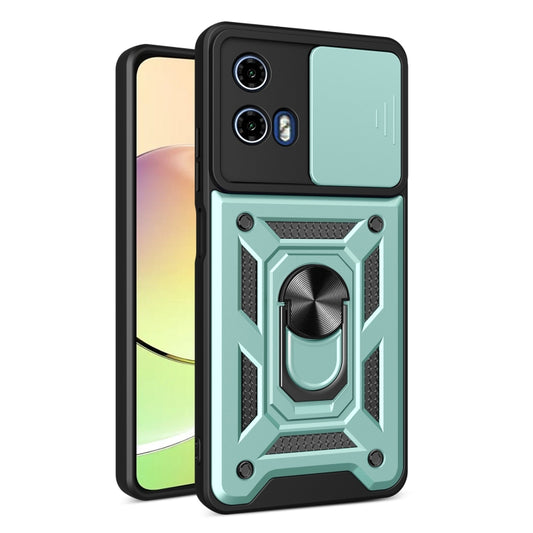 For Motorola Moto G34 5G Sliding Camera Cover Design TPU+PC Phone Case(Mint Green) - Motorola Cases by buy2fix | Online Shopping UK | buy2fix