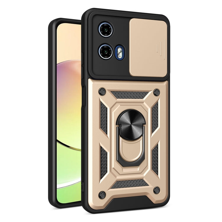 For Motorola Moto G34 5G Sliding Camera Cover Design TPU+PC Phone Case(Gold) by buy2fix