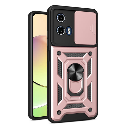 For Motorola Moto G34 5G Sliding Camera Cover Design TPU+PC Phone Case(Rose Gold) by buy2fix