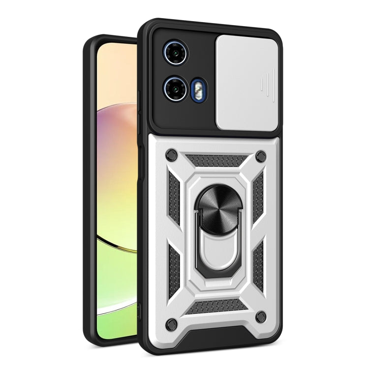 For Motorola Moto G34 5G Sliding Camera Cover Design TPU+PC Phone Case(Silver) by buy2fix