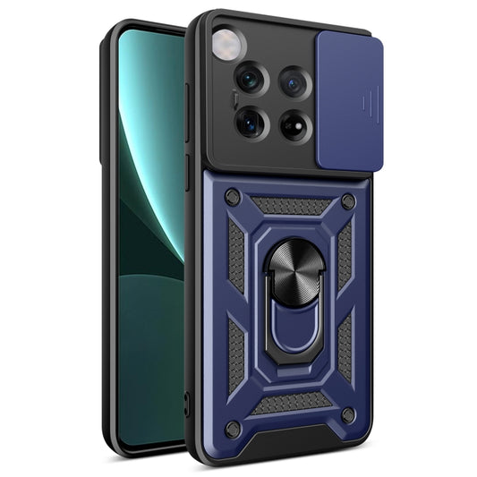 For OnePlus 12 5G Global Sliding Camera Cover Design TPU Hybrid PC Phone Case(Blue) - OnePlus Cases by buy2fix | Online Shopping UK | buy2fix