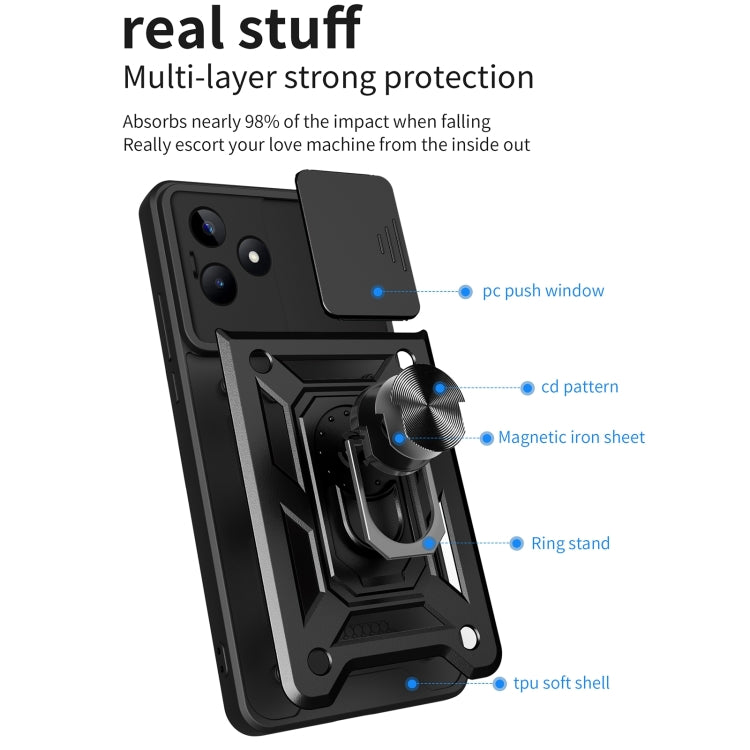 For Realme C53 4G / Narzo N53 4G Sliding Camera Cover Design TPU+PC Phone Case(Black) - Realme Cases by buy2fix | Online Shopping UK | buy2fix