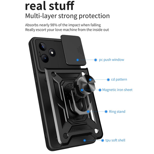 For Realme C53 4G / Narzo N53 4G Sliding Camera Cover Design TPU+PC Phone Case(Black) - Realme Cases by buy2fix | Online Shopping UK | buy2fix