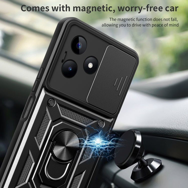For Realme C53 4G / Narzo N53 4G Sliding Camera Cover Design TPU+PC Phone Case(Black) - Realme Cases by buy2fix | Online Shopping UK | buy2fix
