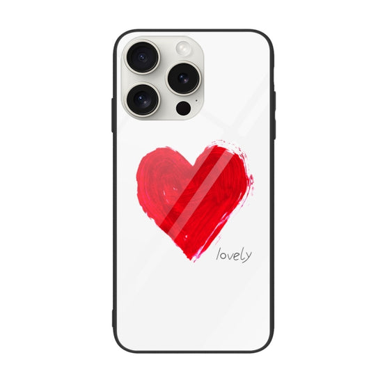 For iPhone 16 Pro Max Colorful Painted Glass Phone Case(Love) by buy2fix