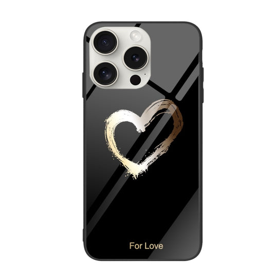 For iPhone 16 Pro Max Colorful Painted Glass Phone Case(Black Love) by buy2fix