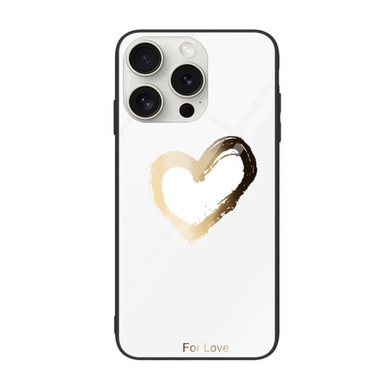 For iPhone 16 Pro Max Colorful Painted Glass Phone Case(Golden Love) by buy2fix