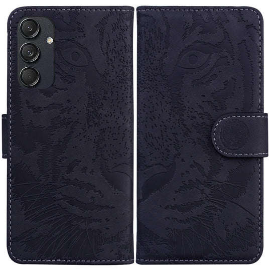 For Samsung Galaxy M55 Tiger Embossing Pattern Flip Leather Phone Case(Black)
