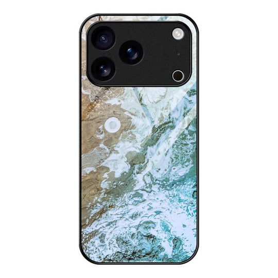 For iPhone 18 Pro Max / 17 Pro Max Marble Pattern Glass Protective Phone Case(Beach)