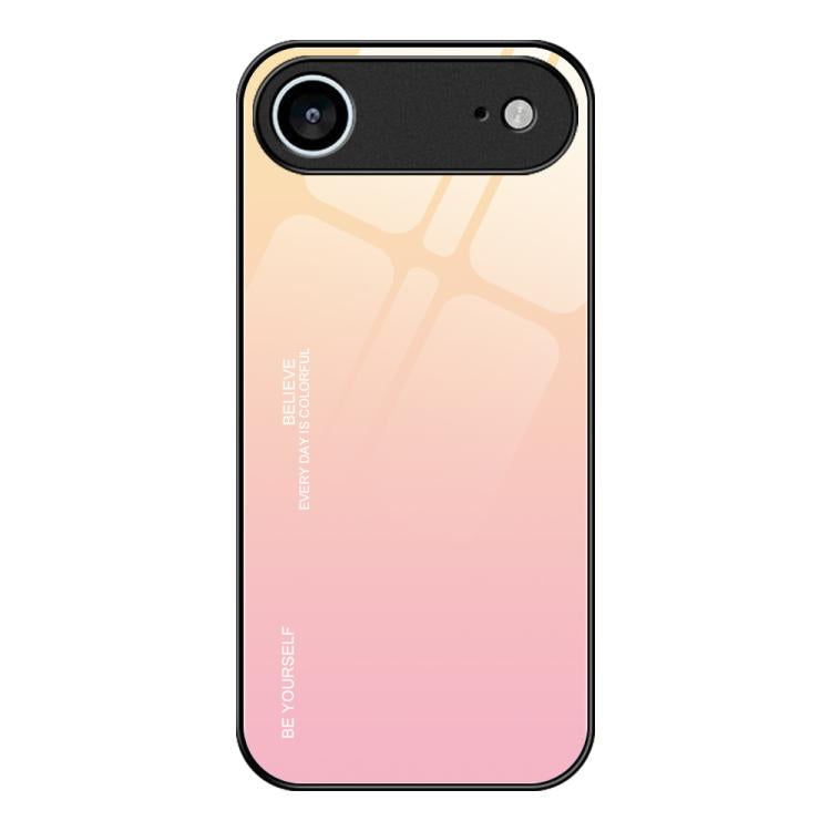 For iPhone Air Gradient Color Glass Phone Case(Yellow Pink) - iPhone Air Cases by buy2fix | Online Shopping UK | buy2fix
