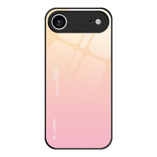 For iPhone Air Gradient Color Glass Phone Case(Yellow Pink) - iPhone Air Cases by buy2fix | Online Shopping UK | buy2fix