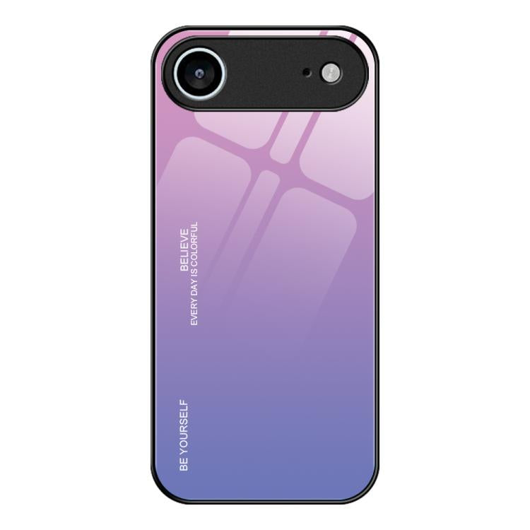 For iPhone Air Gradient Color Glass Phone Case(Pink Purple) - iPhone Air Cases by buy2fix | Online Shopping UK | buy2fix