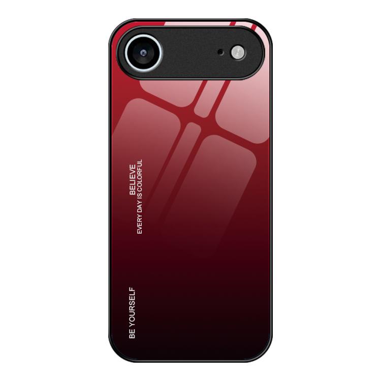 For iPhone Air Gradient Color Glass Phone Case(Red Black) - iPhone Air Cases by buy2fix | Online Shopping UK | buy2fix
