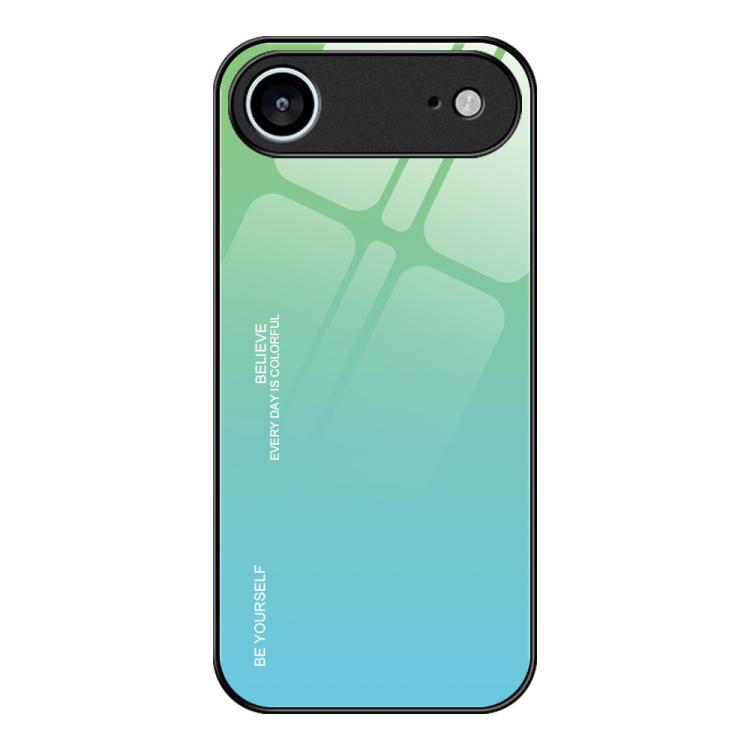 For iPhone Air Gradient Color Glass Phone Case(Green Cyan) - iPhone Air Cases by buy2fix | Online Shopping UK | buy2fix