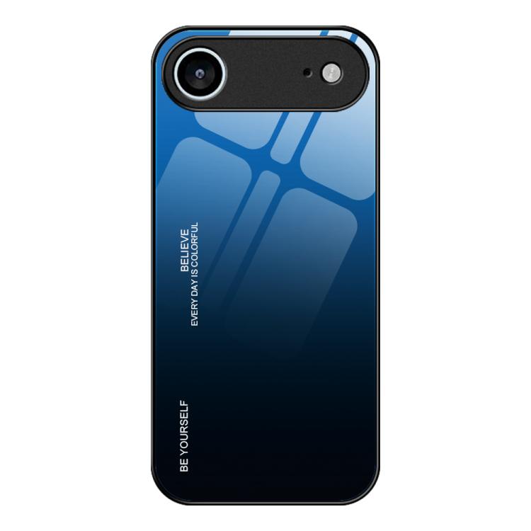 For iPhone Air Gradient Color Glass Phone Case(Blue Black) - iPhone Air Cases by buy2fix | Online Shopping UK | buy2fix