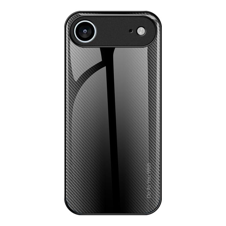 For iPhone Air Texture Gradient Glass TPU Phone Case(Black) - iPhone Air Cases by buy2fix | Online Shopping UK | buy2fix