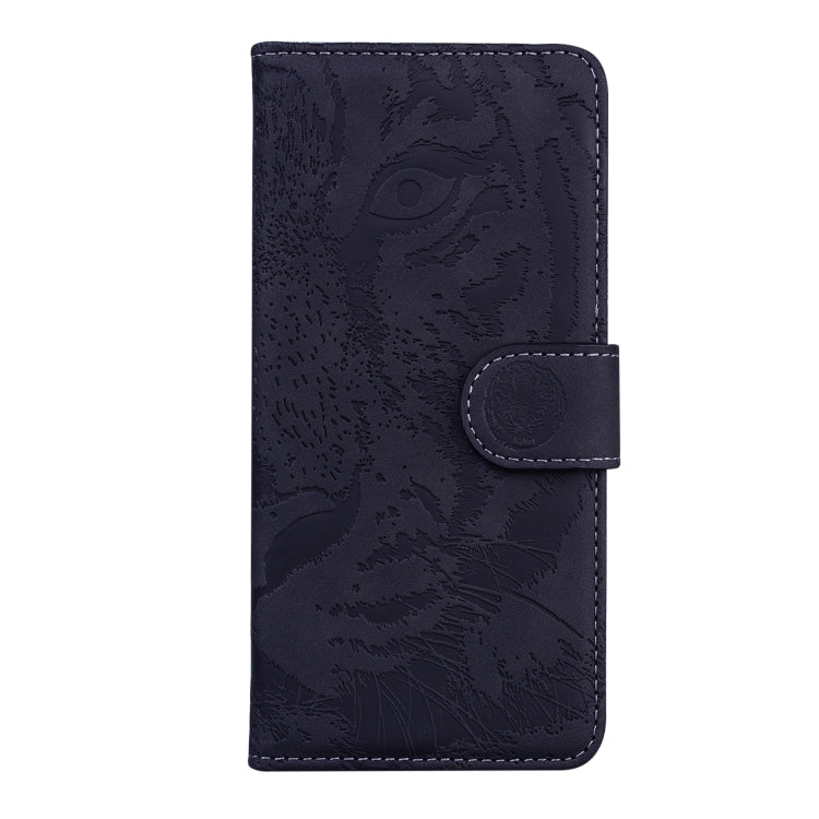 For iPhone 16e Tiger Embossing Pattern Leather Phone Case(Black) by buy2fix