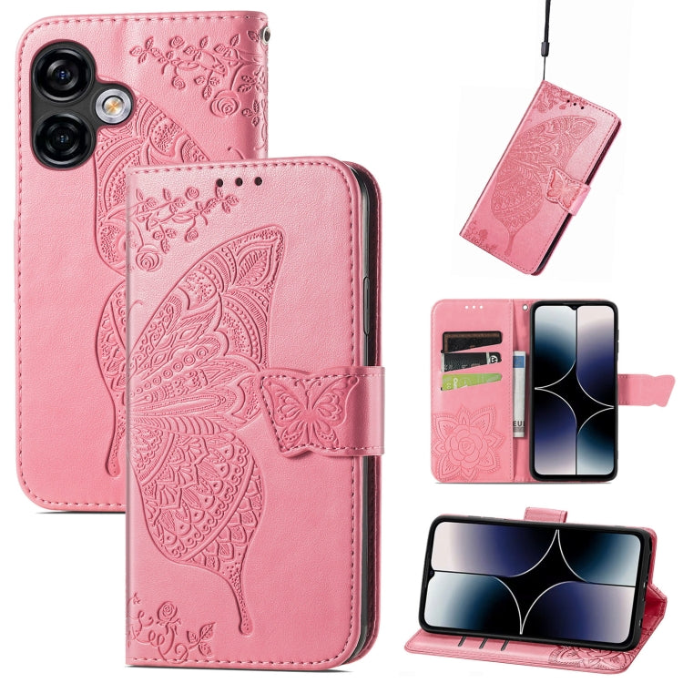 For Ulefone Note 16 Pro Butterfly Love Flower Embossed Leather Phone Case(Pink) by buy2fix