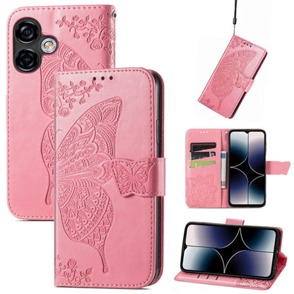 For Ulefone Note 16 Pro Butterfly Love Flower Embossed Leather Phone Case(Pink) by buy2fix