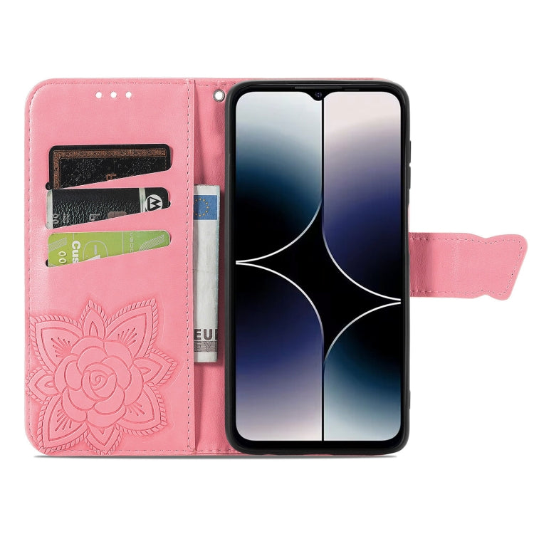 For Ulefone Note 16 Pro Butterfly Love Flower Embossed Leather Phone Case(Pink) by buy2fix