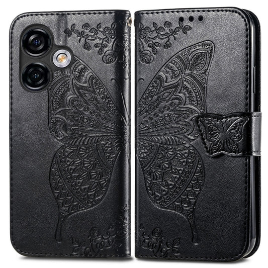 For Ulefone Note 16 Pro Butterfly Love Flower Embossed Leather Phone Case(Black) by buy2fix