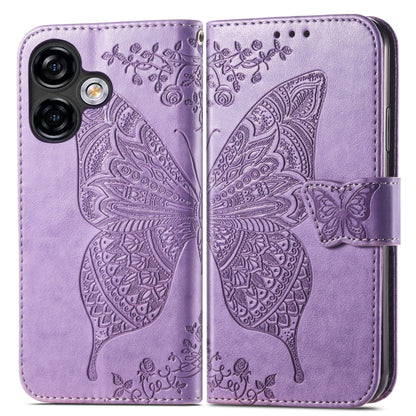 For Ulefone Note 16 Pro Butterfly Love Flower Embossed Leather Phone Case(Light Purple) by buy2fix