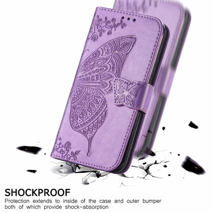 For Ulefone Note 16 Pro Butterfly Love Flower Embossed Leather Phone Case(Light Purple) by buy2fix